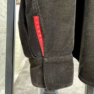 Vintage Prada Sport Y2K Corduroy Full Zip Shirt Jacket in Dark Brown